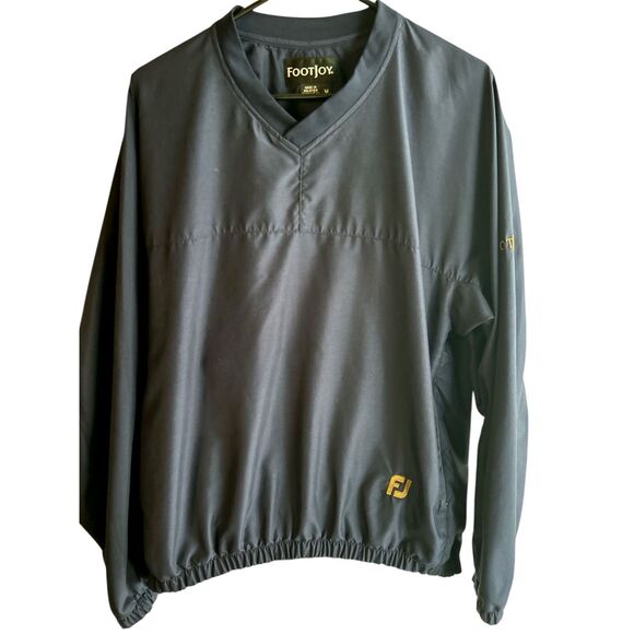 FootJoy Men's Navy-Blue V-neck Pullover Golf Windbreaker Rain‎ Jacket Size M. - Picture 1 of 6